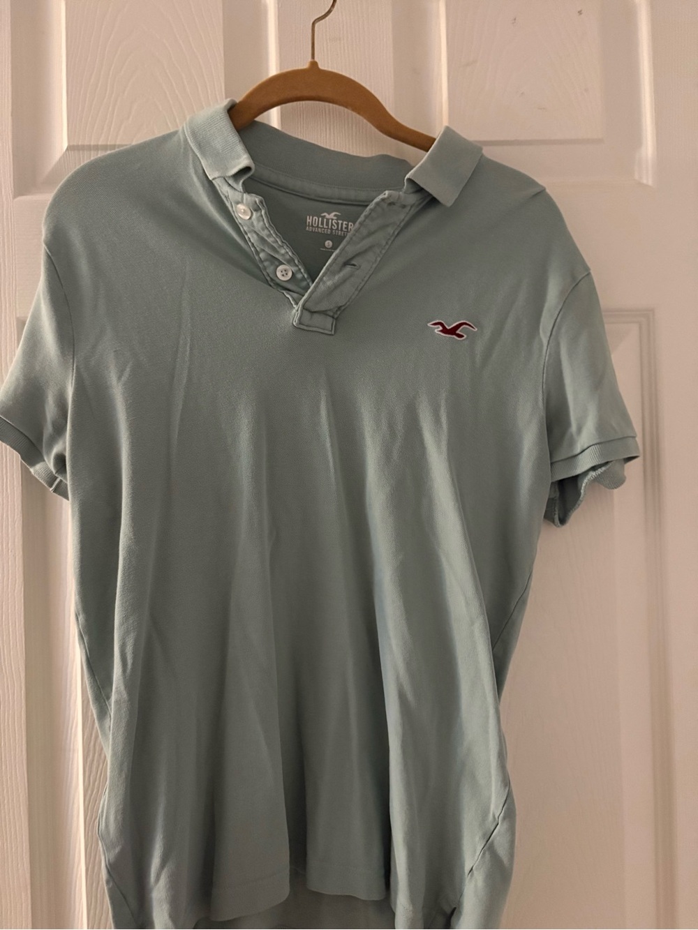 Hollister Men's Mint Green Polo with Red Logo